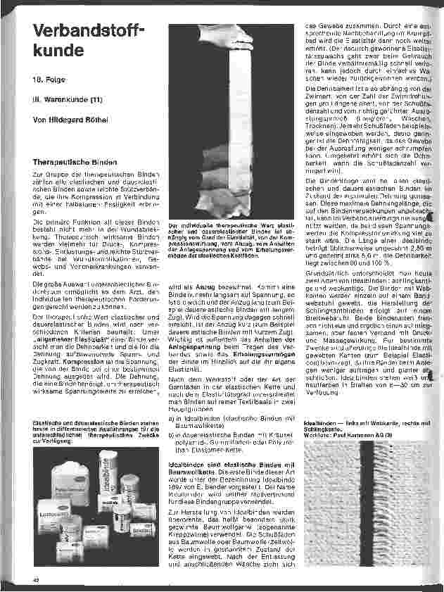 Vorschauseite 1: Verbandstoffkunde 18. Folge: III. Warenkunde (11)