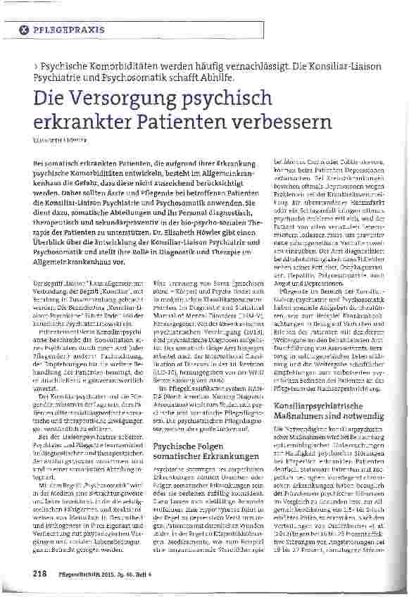 Vorschauseite 1: Die Versorgung psychisch erkrankter Patienten verbessern