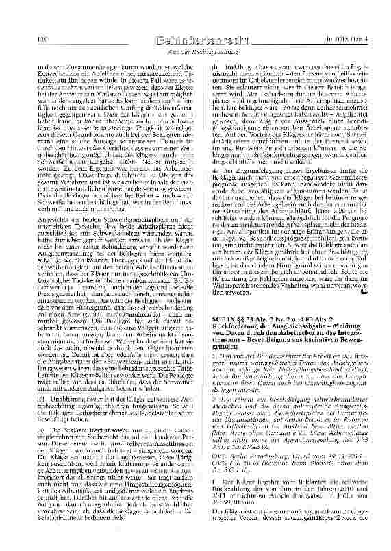 Vorschauseite 5: KSchG § l) AGG §§ 1 und 8; BGB § 241 Abs. 2 Behinderter Arbeitnehmer - Fehlende behinde-rungsgerechte Einsatzmöglichkeit - Pflicht des Arbeitgebers zu angemessenen Vorkehrungen