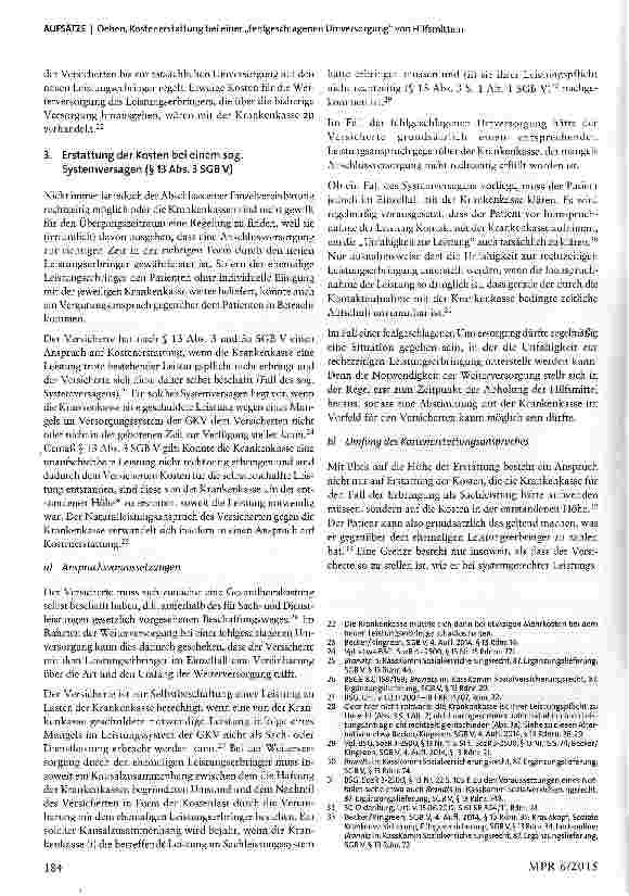 Vorschauseite 4: Kostenerstattung bei einer „fehlgeschlagenen Umversorgung von Hilfsmitteln auf einen anderen Leistungserbringer