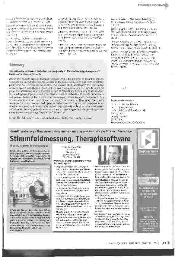 Vorschauseite 6: Einfluss von Sprechstörungen auf Lebensqualität und Bewältigungsstrategien von Parkinson-Patienten
