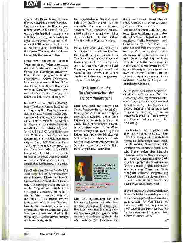 Vorschauseite 3: Zukunftsperspektiven für öffentliche, freigemeinnützige,private und Universitätskliniken