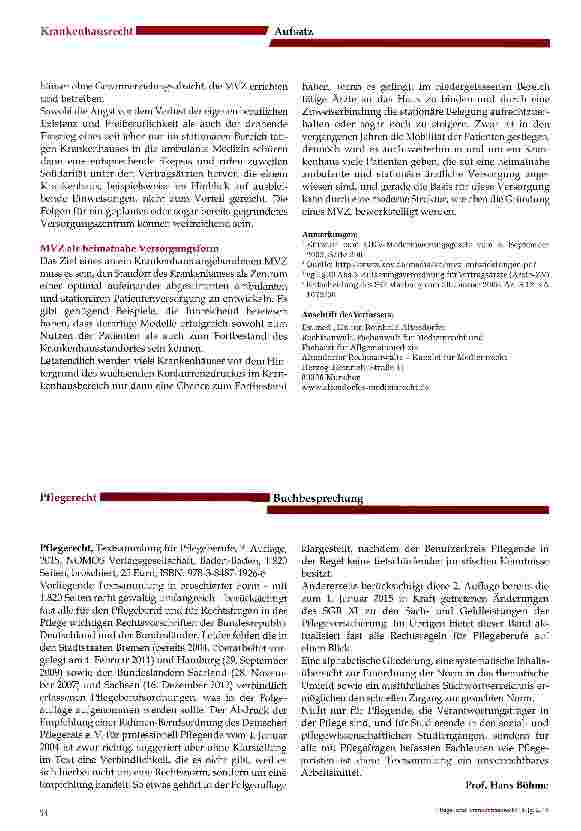 Vorschauseite 4: Medizinische Versorgungszentren und ihre grundlegende Bedeutung für Krankenhäuser