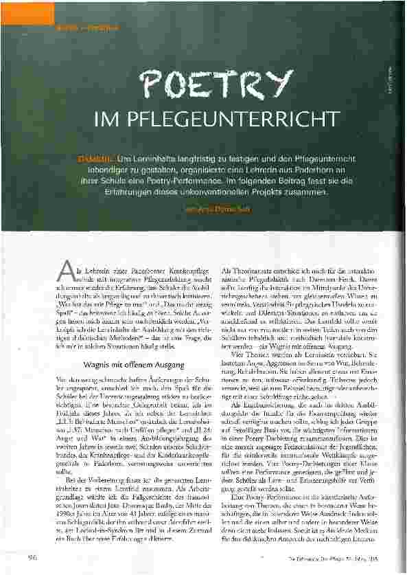 Vorschauseite 1: POETRY IM PFLEGEUNTERRICHT