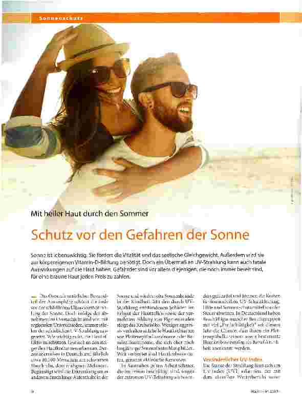 Vorschauseite 1: Schutz vor den Gefahren der Sonne