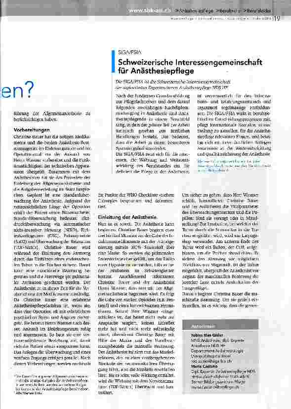 Vorschauseite 2: Was machen eigentlich die Anästhesiepflegefachperson