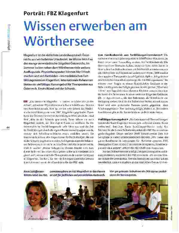 Vorschauseite 1: Porträt: FBZ Klagenfurt Wissen erwerben am Wörthersee