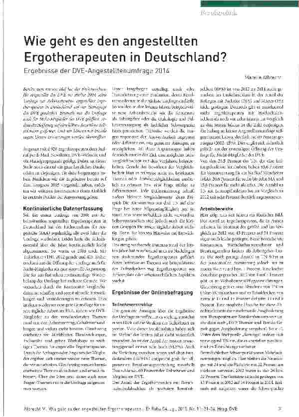 Vorschauseite 1: Wie geht es den angestellten Ergotherapeuten in Deutschland?