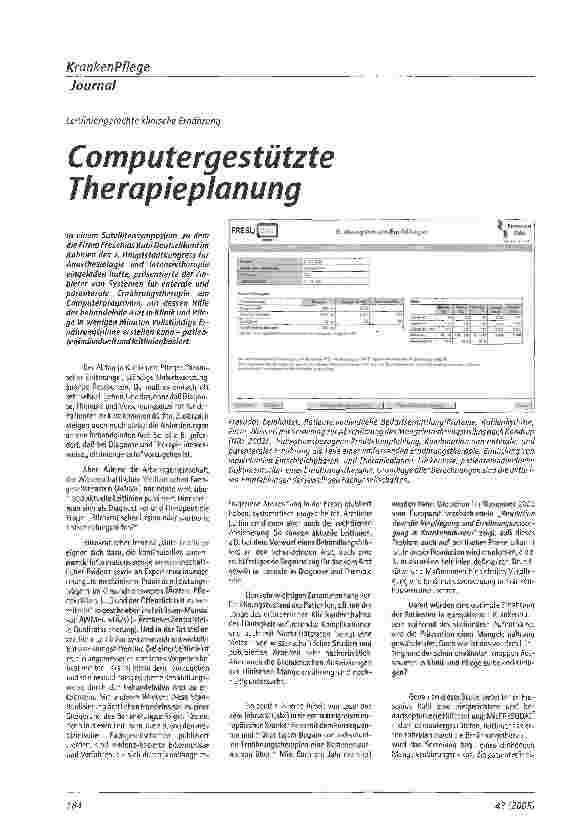 Vorschauseite 1: Computergestützte Therapieplanung