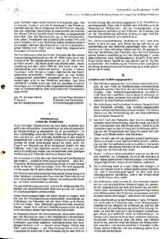 Vorschauseite 2: Richtlinien zur Aufklärung der Krankenhauspatienten über vorgesehene ärztliche Maßnahmen