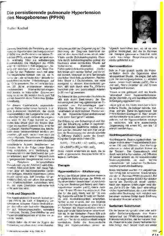 Vorschauseite 1: Die persistierende pulmonale Hypertension des Neugeborenen (PPHN)