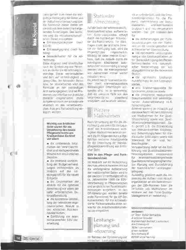 Vorschauseite 3: Anforderungen an den ärztlichen Dienst bei der Umsetzung der BPflV 95 Die Datenaufbereitung für die Abrechnung der neuen Entgelte