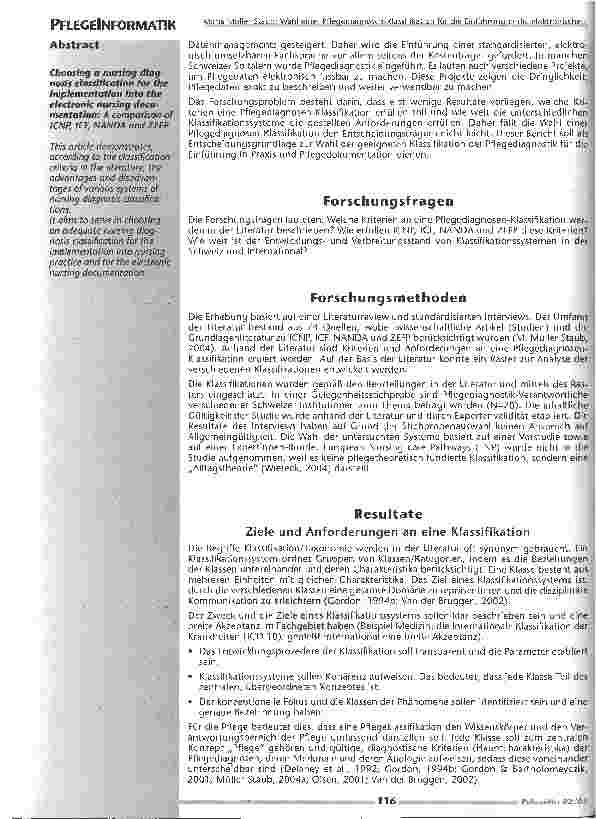 Vorschauseite 2: Wahl einer Pflegediagnosen-Klassifikation für die Einführung in die elektonische Pflegedokumentation