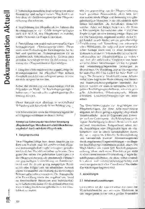 Vorschauseite 2: Positionen und Perspektiven in der häuslichen Versorgung von Pflegebedürftigen: Legale Beschäftigungsverhältnisse fördern - schärfere Sanktionen gegen Schwarzarbeit und Schleuserb…