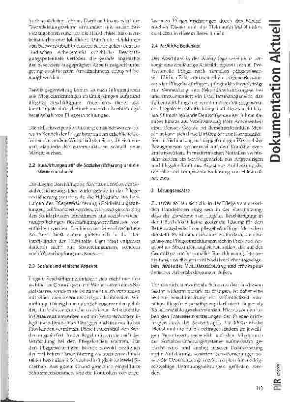 Vorschauseite 3: Positionen und Perspektiven in der häuslichen Versorgung von Pflegebedürftigen: Legale Beschäftigungsverhältnisse fördern - schärfere Sanktionen gegen Schwarzarbeit und Schleuserb…