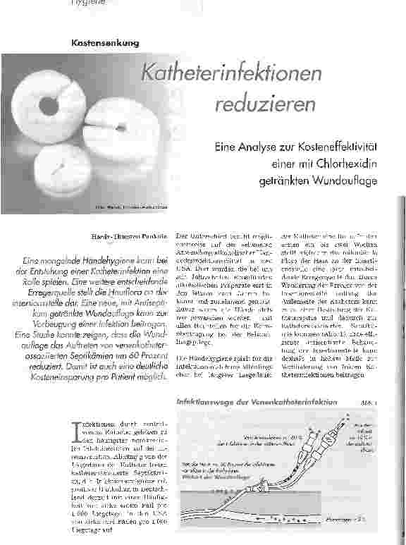Vorschauseite 1: Katheterinfektionen reduzierenEine Analyse zur Kosteneffektivität einer mit Chlorhexidingetränkten Wundauflage