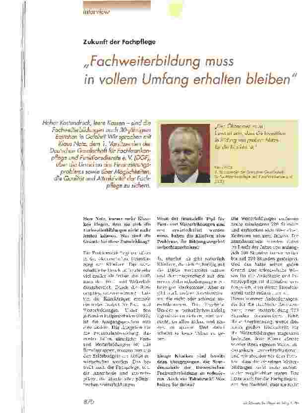 Vorschauseite 1: Fachweiterbildung muss in vollem Umfang erhalten bleiben