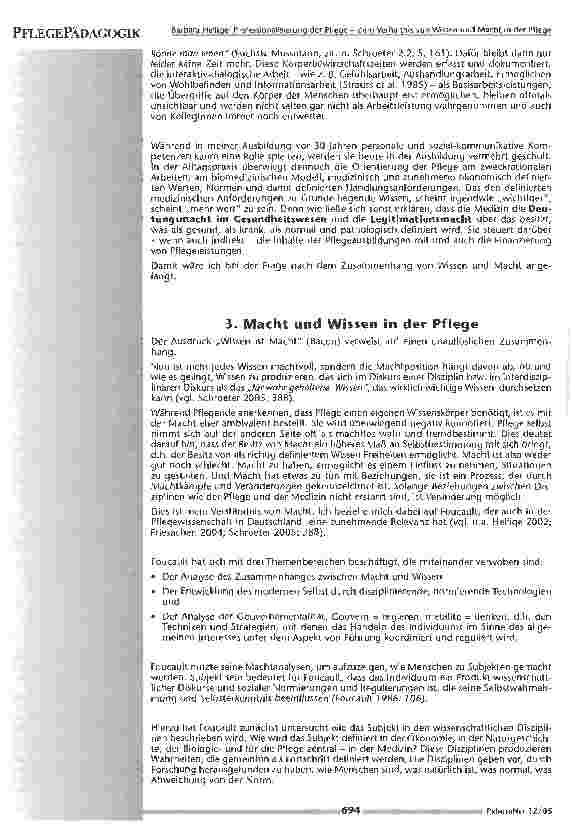 Vorschauseite 3: Professionalisierung der PflegeZum Verhältnis von Wissen und Macht in der Pflege