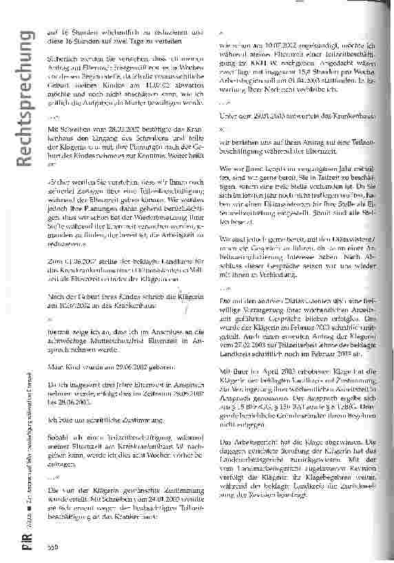 Vorschauseite 2: Zum Anspruch auf i|| Teilzeitbeschäftigung während der Elternzeit