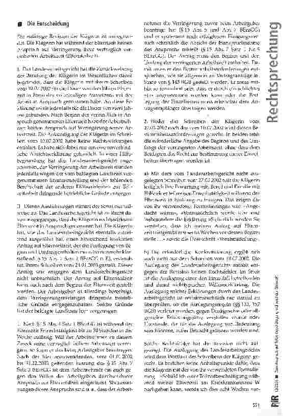 Vorschauseite 3: Zum Anspruch auf i|| Teilzeitbeschäftigung während der Elternzeit