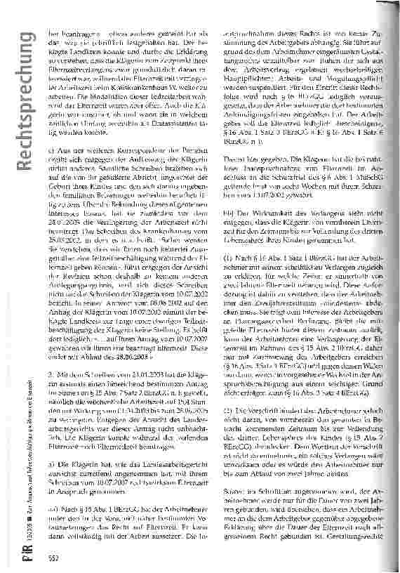 Vorschauseite 4: Zum Anspruch auf i|| Teilzeitbeschäftigung während der Elternzeit