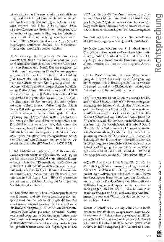 Vorschauseite 5: Zum Anspruch auf i|| Teilzeitbeschäftigung während der Elternzeit