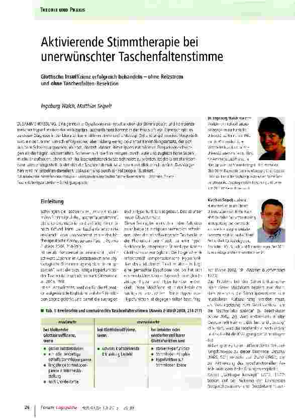 Vorschauseite 1: Aktivierende Stimmtherapie bei unerwünschter Taschenfaltenstimme