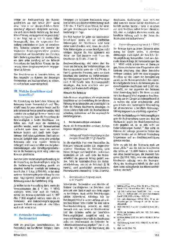 Vorschauseite 2: Berufsbetreuerfeststellung unterblieben - Was tun?