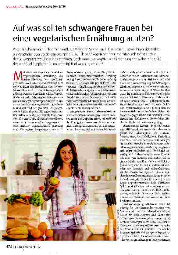 Vorschauseite 1: Auf was sollten schwangere Frauen bei einer vegetarischen Ernährung achten?