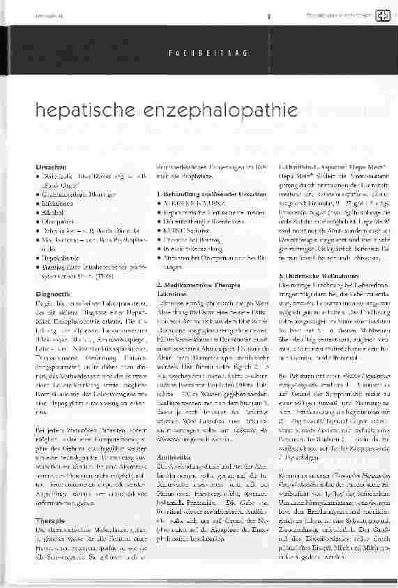 Vorschauseite 2: hepatische enzephalopathie die hepatische enzephalopathie besinnt. wo die geregelte entgiftungsfunktion der leber endet!