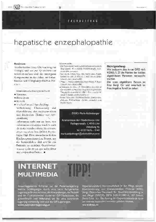 Vorschauseite 3: hepatische enzephalopathie die hepatische enzephalopathie besinnt. wo die geregelte entgiftungsfunktion der leber endet!