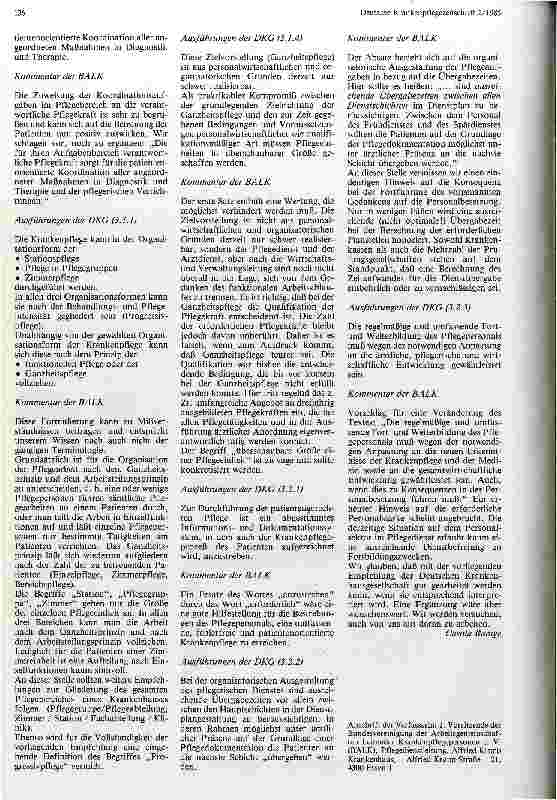 Vorschauseite 2: Struktur und Organisation des pflegerischen Dienstes im Krankenhaus Stellungnahme