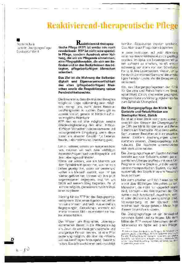 Vorschauseite 1: Reaktivierend-therapeutische Pflege