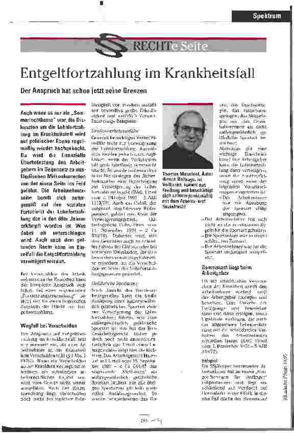 Vorschauseite 1: Entgeltfortzahlung im Krankheitsfall Der Anspruch hat schon jetzt seine Grenzen