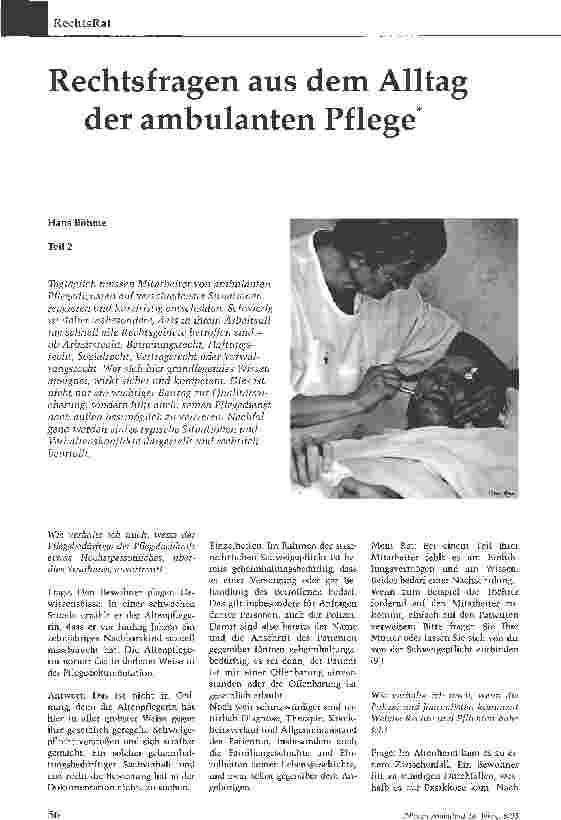 Vorschauseite 1: Rechtsfragen aus dem Alltag der ambulanten Pflege