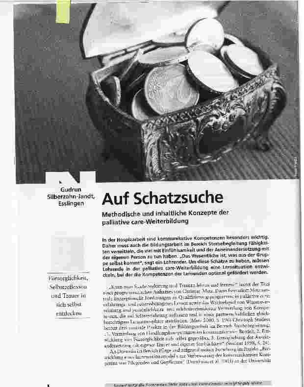 Vorschauseite 1: Auf SchatzsucheMethodische und inhaltliche Konzepte der Palliative care-Weiterbildung