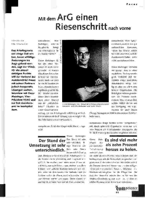 Vorschauseite 1: Mit dem ArG einen Riesenschritt nach vorne