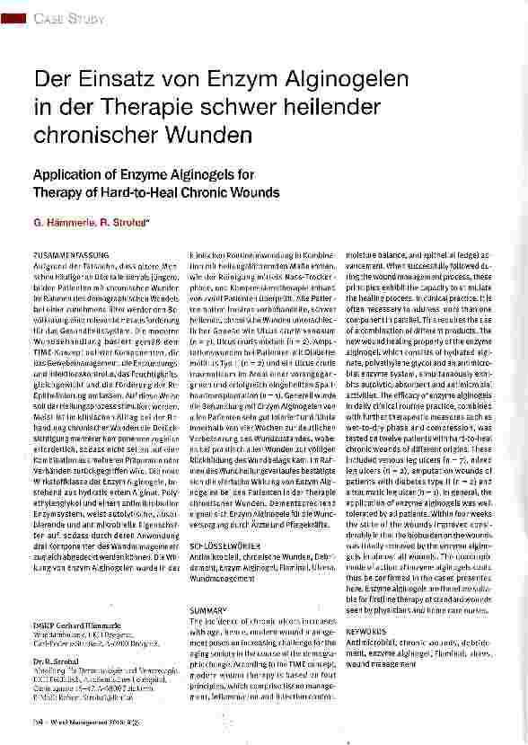Vorschauseite 1: Der Einsatz von Enzym Alginogelen in der Therapie schwer heilender chronischer Wunden