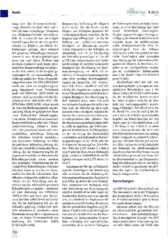 Vorschauseite 2: Geriatrische frührehabilitative Komplexbehandlung (OPS-Code 8-550.) als Gegenstand einer Abrechnungsprüfung