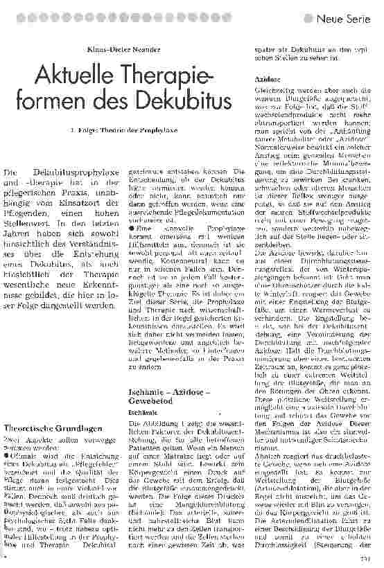 Vorschauseite 1: Aktuelle Therapieformen des Dekubitus 1. Folge: Theorie der Prophylaxe