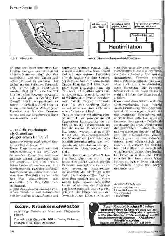 Vorschauseite 4: Aktuelle Therapieformen des Dekubitus 1. Folge: Theorie der Prophylaxe