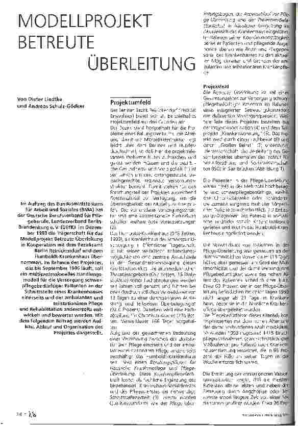 Vorschauseite 1: Modellprojekt Betreute Überleitung