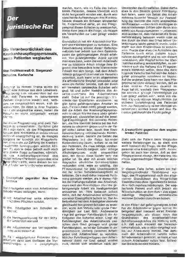 Vorschauseite 1: Verantwortlichkeit des Krankenhauspersonals, wenn Patienten weglaufen