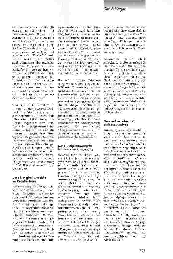 Vorschauseite 1: Flüssigkeitsverzicht als Therapie-Begrenzung
