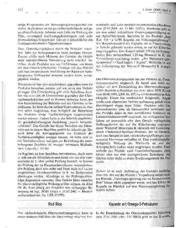 Vorschauseite 4: Neue Rechtsprechung: Abgrenzung zwischen Nahrungsmitteln und Arzneimitteln