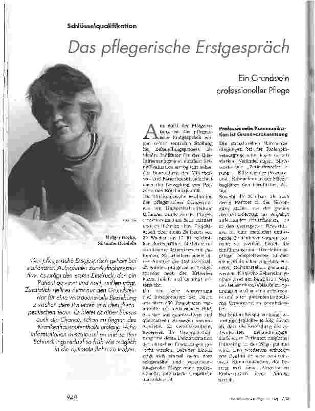 Vorschauseite 1: Das pflegerische Erstgespräch