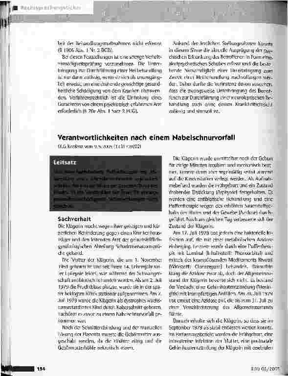 Vorschauseite 2: Unterbringung zum Zweck der Heilbehandlung bei fehlender Krankheitseinsicht