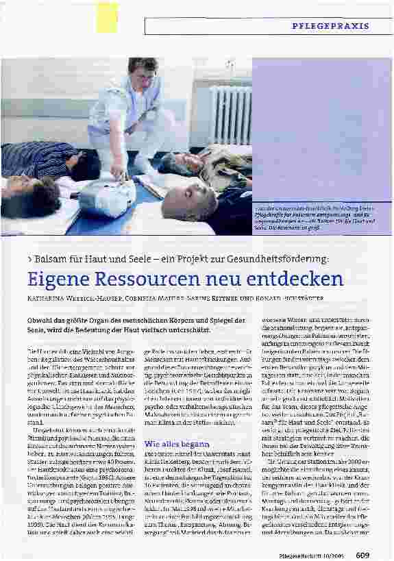 Vorschauseite 1: Eigene Ressourcen neu entdeckenBalsam für Haut und Seele - ein Projekt zur Gesundheitsförderung: