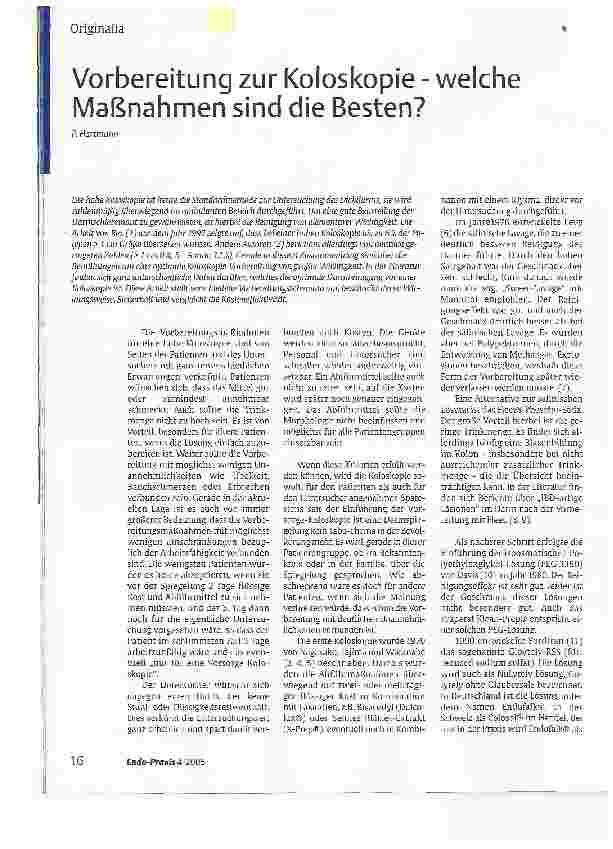 Vorschauseite 1: Vorbereitung zur Koloskopie - welche Maßnahmen sind die Besten?