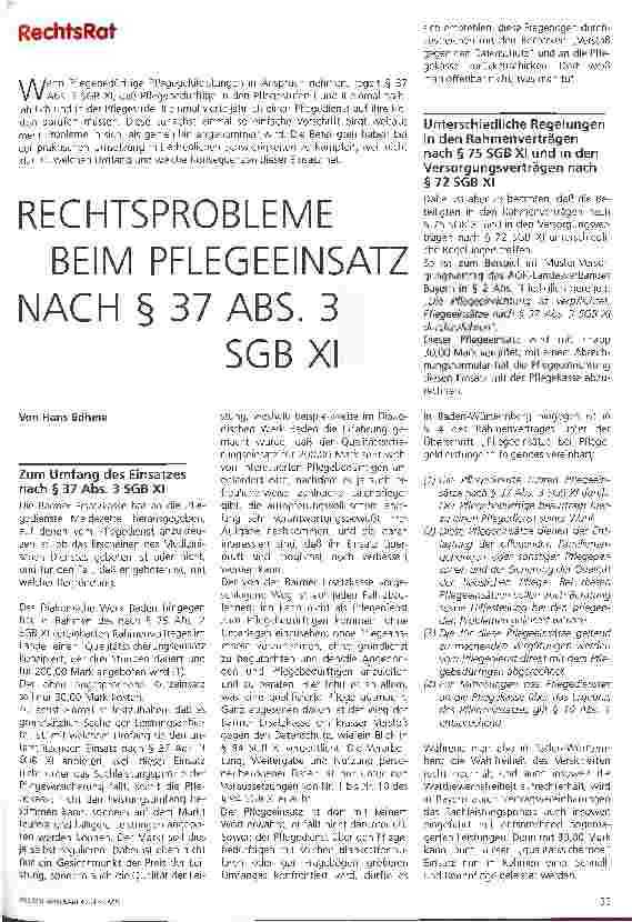 Vorschauseite 1: Rechtsprobleme beim Pflegeeinsatz nach  37 Abs. 3 SGB XI